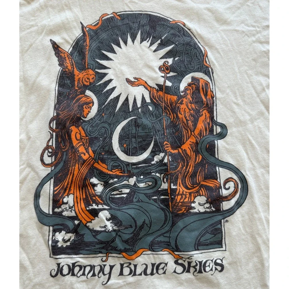 Johnny Blue Skies Official Graphic T-Shirt Mens Large Cream Cotton Tee - Picture 3 of 5